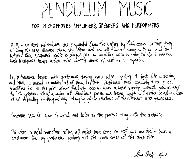 La musique de « Pendulum Music » de Steve Reich